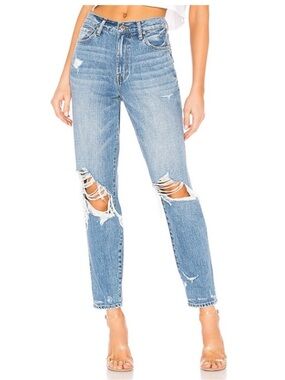 Pistola Presley High Rise Relaxed Roller Jeans Distressed Light Wash